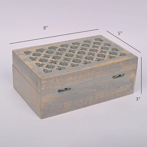 EDHAS Mango Wood Decorative Wooden Box with Hinged Lid in Trellis Design for Party Supplies, Baby Showers, Birthdays, Graduations (8" x 5" x 3") in Kuwait