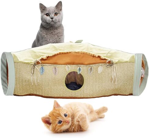 Hamiledyi Cat Tunnel for Indoor Cats,Cat Tube with 3 Openings,Detachable Foldable Washable Cat Sleeping Bed Interactive Exploration Toys for Kitten Bunny Puppy and Small Animals in Kuwait