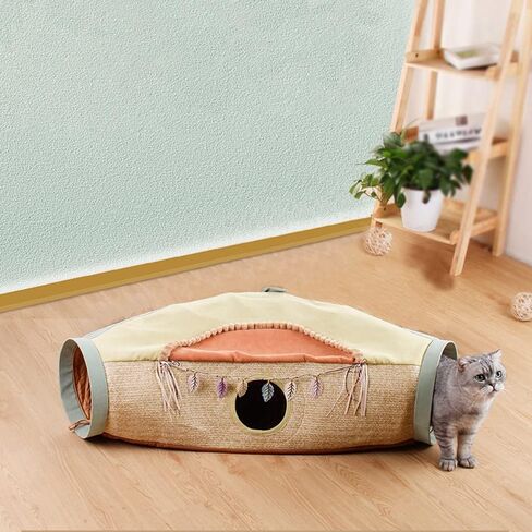 Hamiledyi Cat Tunnel for Indoor Cats,Cat Tube with 3 Openings,Detachable Foldable Washable Cat Sleeping Bed Interactive Exploration Toys for Kitten Bunny Puppy and Small Animals in Kuwait