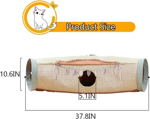 Hamiledyi Cat Tunnel for Indoor Cats,Cat Tube with 3 Openings,Detachable Foldable Washable Cat Sleeping Bed Interactive Exploration Toys for Kitten Bunny Puppy and Small Animals in Kuwait