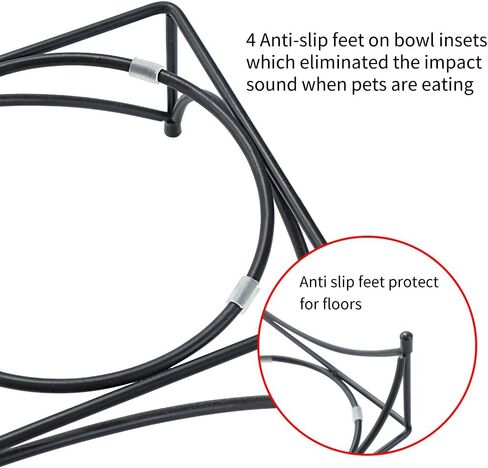 FOREYY Elevated Cat Bowls with 2 Ceramic Bowls and 2 Stainless Steel Bowls,Raised Cat Food Water Bowl with Iron Stand,Porcelain Pet Dishes for Cats and Small Dogs,16 Ounces,Dishwasher Safe(Blue) in Saudi Arabia