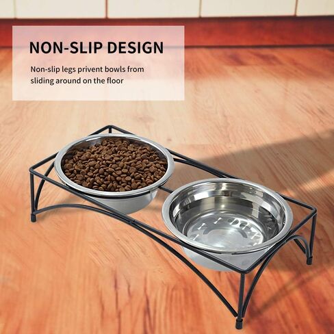 FOREYY Elevated Cat Bowls with 2 Ceramic Bowls and 2 Stainless Steel Bowls,Raised Cat Food Water Bowl with Iron Stand,Porcelain Pet Dishes for Cats and Small Dogs,16 Ounces,Dishwasher Safe(Blue) in Saudi Arabia