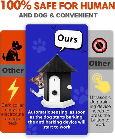 جهاز مضاد للنباح، أجهزة مراقبة للكلاب بطول 50 قدمًا مع 3 مستويات قابلة للتعديل، أداة تدريب على سلوك الحيوانات الأليفة لمنع النباح بالموجات فوق الصوتية للكلاب تقريبًا، صندوق النباح لكاتم صوت الكلاب للجيران في الهواء الطلق in Kuwait