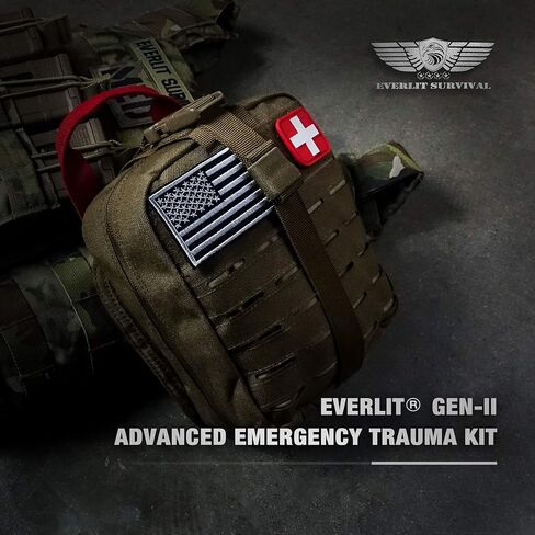 EVERLIT مجموعة الصدمات الطارئة المتقدمة، CAT GEN-7 عاصبة Mil-Spec نايلون مقطوع بالليزر مع جبيرة 36 ​​بوصة، قتال عسكري تكتيكي IFAK للتحكم في نزيف الاستجابة للإسعافات الأولية in Kuwait