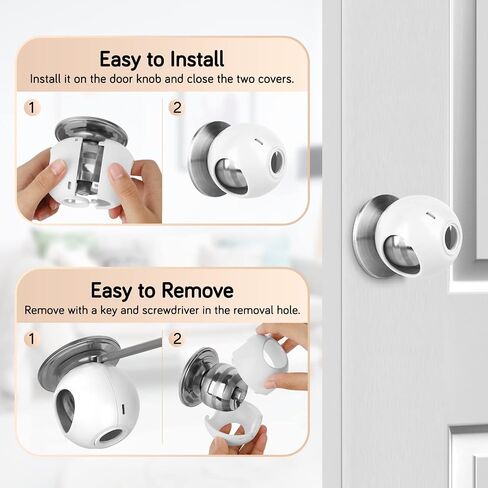 Door Knob Safety Cover for Kids (4 Pack) New Shape & Structure Design Child Door Knob Covers Prevent Children from Opening Doors Baby Safety Door Knob Locks Fit Most Knobs in Saudi Arabia