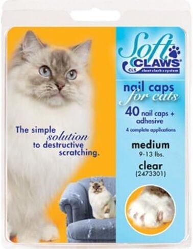 Soft Claws Nail Caps for Cats, Clear Size Medium 9-13 lbs, CLS (Cleat Lock System) in Kuwait