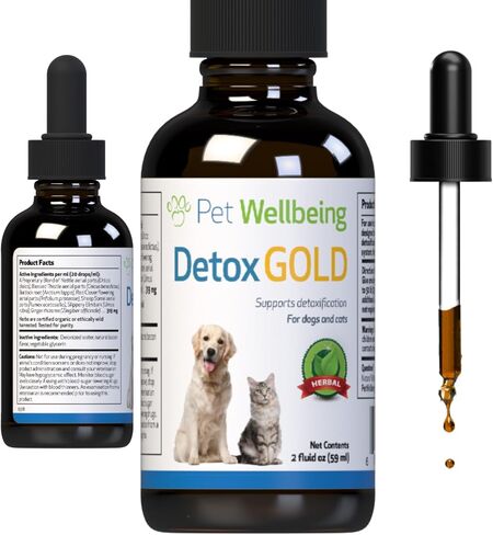 Gold Wellbeing Detox Gold للقطط - تركيبة بيطرية - دعم لطيف لإزالة السموم والتخلص منها - مكمل عشبي طبيعي 2 أونصة (59 مل) in Kuwait