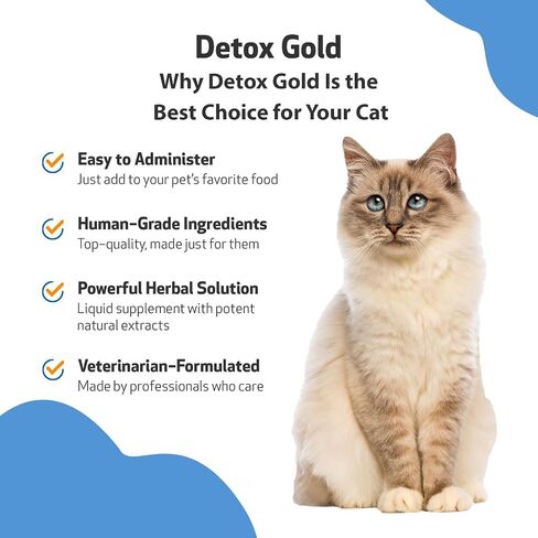 Gold Wellbeing Detox Gold للقطط - تركيبة بيطرية - دعم لطيف لإزالة السموم والتخلص منها - مكمل عشبي طبيعي 2 أونصة (59 مل) in Kuwait
