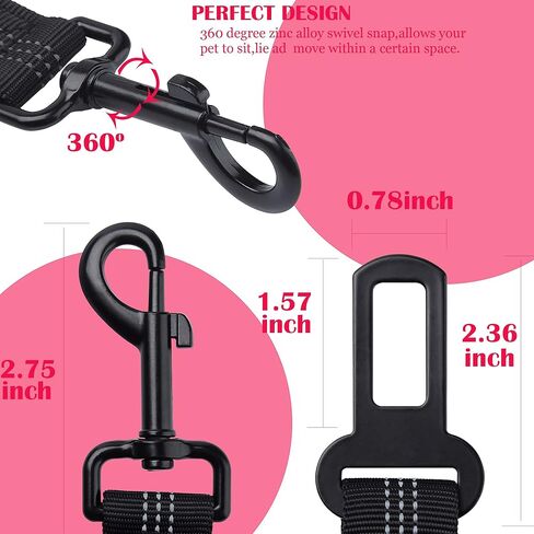 Dog Seat Belt, 2-Piece Set Retractable Dog Car Seatbelts, Adjustable Pet Harnesses for Dogs in Kuwait