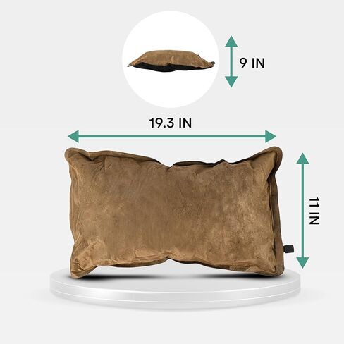 اوتليري وسادة تخييم - وسادة سفر مبطنة من الميموري فوم، وسادة خفيفة الوزن وصغيرة الحجم ومحمولة للتخييم والمشي لمسافات طويلة والسفر - وسادة تخييم مقاومة للماء، مجموعة من قطعة واحدة، لون بني in Kuwait