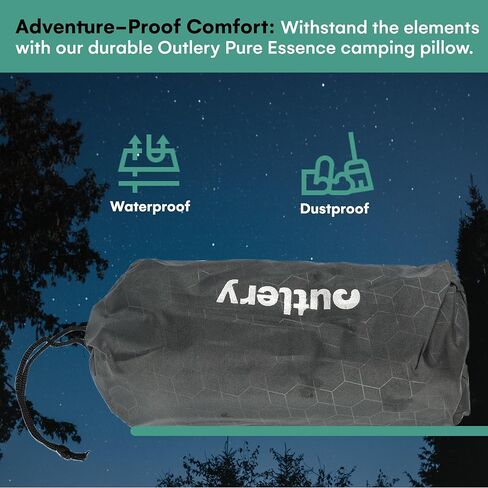 اوتليري وسادة تخييم - وسادة سفر مبطنة من الميموري فوم، وسادة خفيفة الوزن وصغيرة الحجم ومحمولة للتخييم والمشي لمسافات طويلة والسفر - وسادة تخييم مقاومة للماء، مجموعة من قطعة واحدة، لون بني in Kuwait