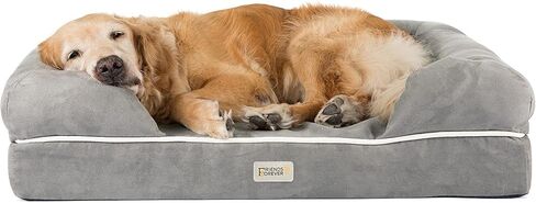 Friends Forever Large Dog Bed, Orthopedic Dog Sofa Memory Foam Mattress, Calming Dog Couch Bed, Wall Rim Pillow, Water Resistant Liner, Washable Cover, Non-Slip Bottom, Chester, Large Cocoa Brown in Kuwait