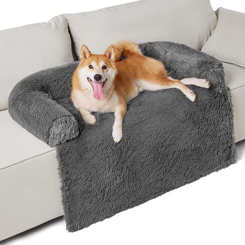 Lesure Calming Dog Couch Bed, Waterproof Dog Sofa Bed for Furniture Protector with Memory Foam Filling and Anti-Slip Handle, Removable Washable Pet Mat Cover, Dark Grey in Saudi Arabia