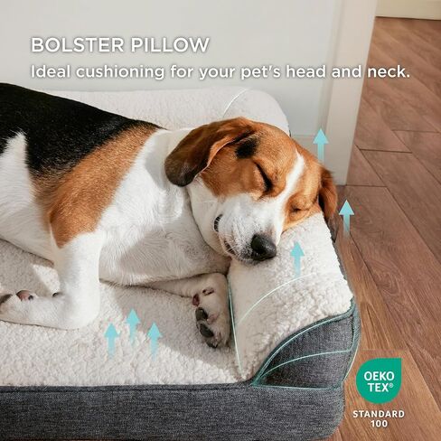 سرير للكلاب من إسفنج الذاكرة من Bedsure للكلاب المتوسطة - سرير أريكة للكلاب مصنوع من إسفنج الذاكرة وبيضة تقويمية مع سطح شيربا ناعم، وأريكة داعمة للحيوانات الأليفة مع غطاء قابل للإزالة وقابل للغسل، وطبقة مقاومة للماء وقاعدة مضادة للانزلاق، رمادي in Kuwait