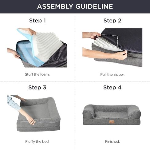 سرير للكلاب من إسفنج الذاكرة من Bedsure للكلاب المتوسطة - سرير أريكة للكلاب مصنوع من إسفنج الذاكرة وبيضة تقويمية مع سطح شيربا ناعم، وأريكة داعمة للحيوانات الأليفة مع غطاء قابل للإزالة وقابل للغسل، وطبقة مقاومة للماء وقاعدة مضادة للانزلاق، رمادي in Kuwait