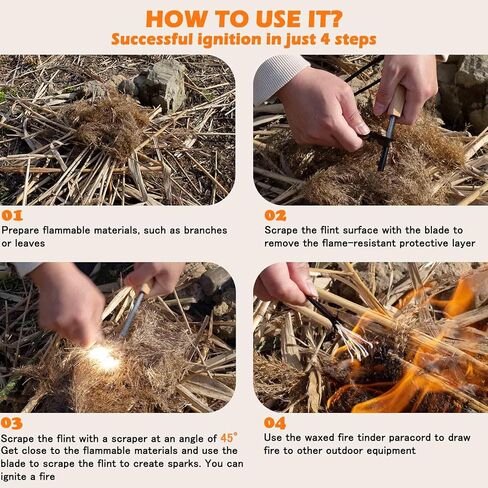 Fire Starter (2 Packs), All-Weather Magnesium Ferro Rod for Camping and Hiking, Emergency Survival Kits with Waxed Fire Tinder Paracord (28inch)&Beech Handle&&6-in-1 Multi-Tool in Saudi Arabia