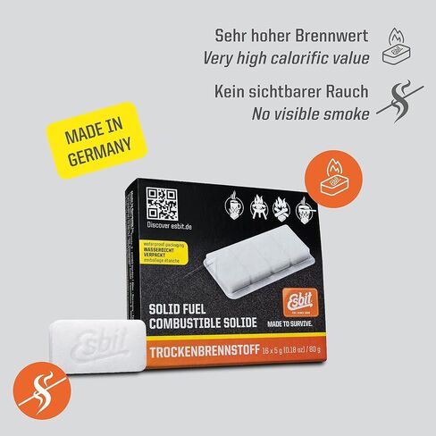 Esbit 4g Solid Fuel Tablets for Backpacking & Camping Stoves & Grills, 1300-Degree Smokeless Emergency Fire Starter Squares, 60 Pack in Saudi Arabia