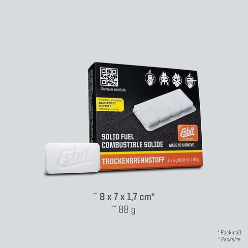 Esbit 4g Solid Fuel Tablets for Backpacking & Camping Stoves & Grills, 1300-Degree Smokeless Emergency Fire Starter Squares, 60 Pack in Saudi Arabia