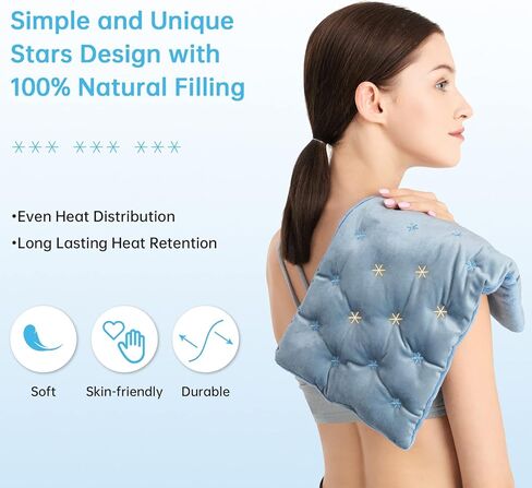 وسادة تسخين بالميكروويف من كوزي لايف لتخفيف آلام الرقبة والأكتاف، وسادات حرارية رطبة قابلة للاستخدام في الميكروويف للتشنجات وآلام العضلات والمفاصل وآلام الظهر، لفافة رقبة ساخنة بالميكروويف للضغط الدافئ والبارد in Kuwait