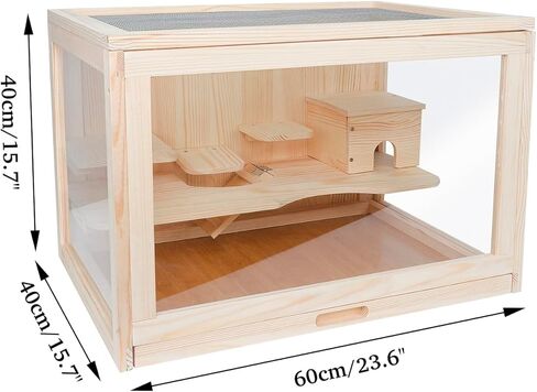 قفص هامستر خشبي كبير وموطن مع نافذة شفافة من الاكريليك من كاووي، قفص للحيوانات الصغيرة ومنزل لعب للخنزير الغيني والفئران والخنازير الغينية والشنشيلة والهامستر السوري in Kuwait