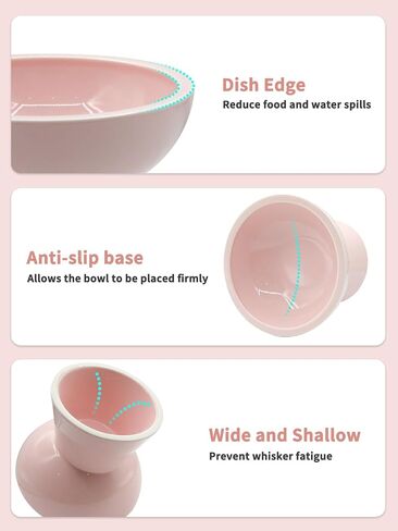 LoeJan Elevated Cat Food and Water Bowls Set, Extra Wide and Raised Ceramic Bowls, Anti-Vomit Whisker-Free Pressure Cat Feeder for Kittens to Adult Cats and Small Dogs (White, Water Bowl) in Saudi Arabia
