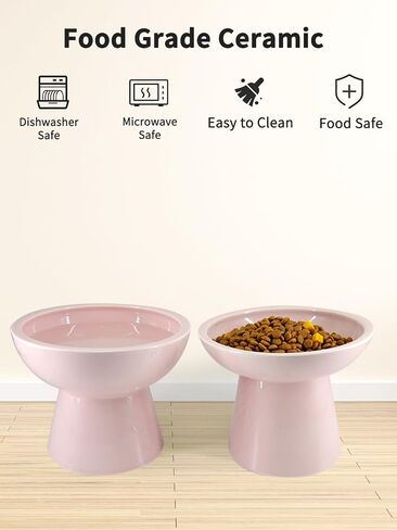LoeJan Elevated Cat Food and Water Bowls Set, Extra Wide and Raised Ceramic Bowls, Anti-Vomit Whisker-Free Pressure Cat Feeder for Kittens to Adult Cats and Small Dogs (White, Water Bowl) in Saudi Arabia