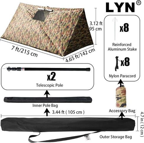 LYN Extra Large Zipper Reusable Survival Emergency Shelter Tent,Thermal Waterproof Fireproof Lightweight Bugout, with Paracord✚Stake for Camping,First Aid,Hiking&Bushcraft in Saudi Arabia