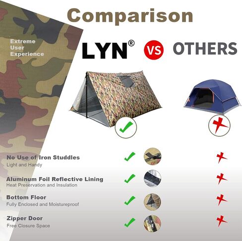 LYN Extra Large Zipper Reusable Survival Emergency Shelter Tent,Thermal Waterproof Fireproof Lightweight Bugout, with Paracord✚Stake for Camping,First Aid,Hiking&Bushcraft in Saudi Arabia