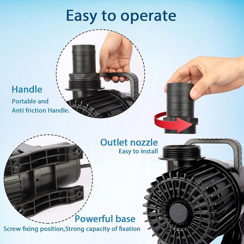 WaterRebirth 100W 1700 GPH Pond Pump, Ultra Quiet Heavy Duty Submersible Water Pump for Koi Ponds, Fountains, Aquariums & Waterfalls, 20.3 ft Power Cord, UL Listed in Kuwait