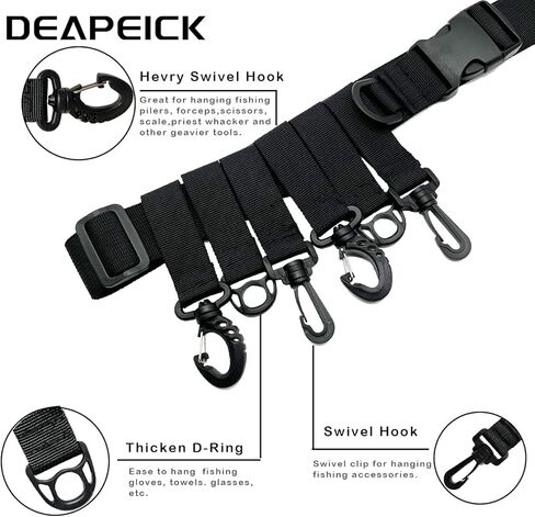 Deapeick Adjustable Fishing Wader Belt with 4 Swivel Hook and 3 D-Ring Fits 31" to 58" Waist for Fly Fishing Surfing Kayak Multi-Functional Fisihing Tackle Storager Wading Belt 2pcs in Kuwait