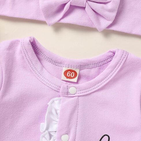ZOELNIC رومبير للفتيات حديثي الولادة بحروف مكشكشة بذلة قطنية من قطعة واحدة ملابس منزلية قادمة in Kuwait