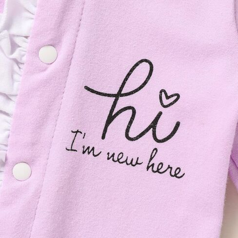 ZOELNIC رومبير للفتيات حديثي الولادة بحروف مكشكشة بذلة قطنية من قطعة واحدة ملابس منزلية قادمة in Kuwait