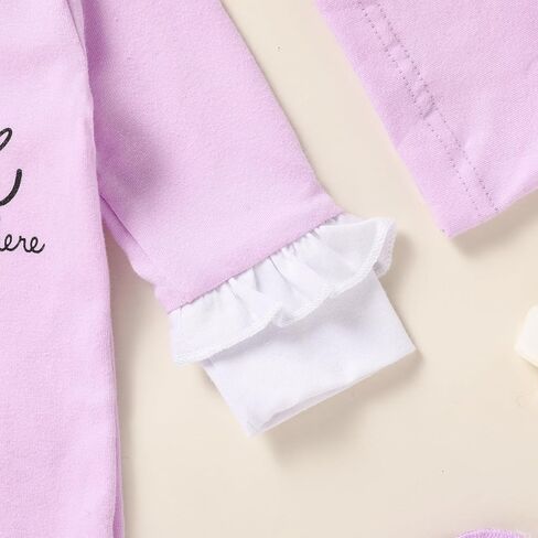 ZOELNIC رومبير للفتيات حديثي الولادة بحروف مكشكشة بذلة قطنية من قطعة واحدة ملابس منزلية قادمة in Kuwait