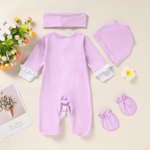 ZOELNIC رومبير للفتيات حديثي الولادة بحروف مكشكشة بذلة قطنية من قطعة واحدة ملابس منزلية قادمة in Kuwait