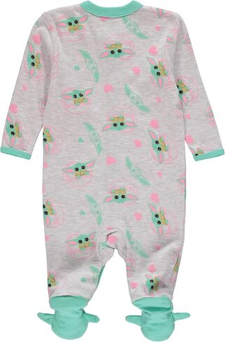 STAR WARS The Mandalorian Baby Girls' Footie | Pajamas Romper 3 Pack Featuring Baby Yoda - Baby Pajamas - Baby Sleeper in Saudi Arabia