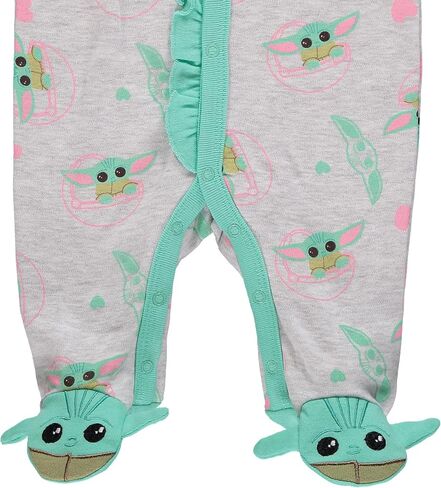 STAR WARS The Mandalorian Baby Girls' Footie | Pajamas Romper 3 Pack Featuring Baby Yoda - Baby Pajamas - Baby Sleeper in Saudi Arabia