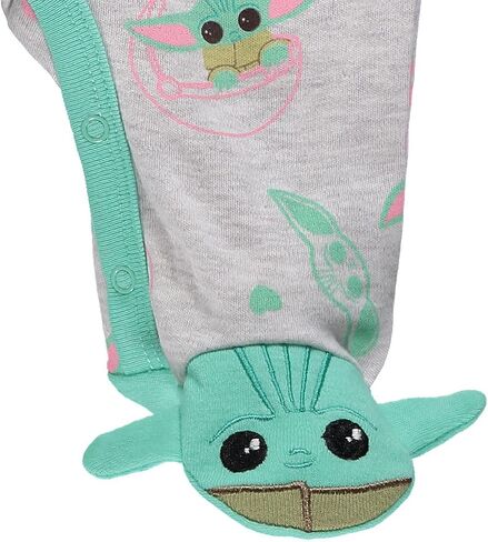 STAR WARS The Mandalorian Baby Girls' Footie | Pajamas Romper 3 Pack Featuring Baby Yoda - Baby Pajamas - Baby Sleeper in Saudi Arabia