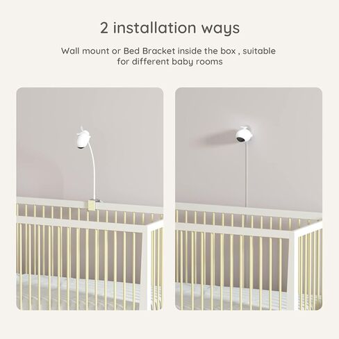 Simshine Smart Baby Monitor WiFi، الهاتف الذكي، تنبيه مغطى بالوجه، AI Cry، تهويدة مهدئة، راحة البال، تحليل النوم، رطوبة درجة حرارة التنفس، كاميرا فيديو ذات شاشة مقسمة 2K UHD، رؤية ليلية للتحدث في اتجاهين in Kuwait