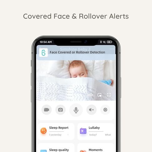 Simshine Smart Baby Monitor WiFi، الهاتف الذكي، تنبيه مغطى بالوجه، AI Cry، تهويدة مهدئة، راحة البال، تحليل النوم، رطوبة درجة حرارة التنفس، كاميرا فيديو ذات شاشة مقسمة 2K UHD، رؤية ليلية للتحدث في اتجاهين in Kuwait