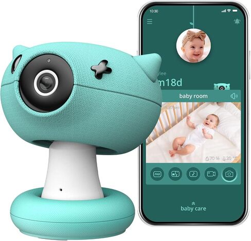 Pixsee Smart Video Baby Monitor, Full HD Camera and Audio with Night Vision, Cry Detection, Temperature Humidity Sensors, 2 Way Talk, Encrypted Wireless WiFi for Phone App, Supports Alexa in Saudi Arabia