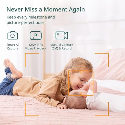 Pixsee Smart Video Baby Monitor, Full HD Camera and Audio with Night Vision, Cry Detection, Temperature Humidity Sensors, 2 Way Talk, Encrypted Wireless WiFi for Phone App, Supports Alexa in Saudi Arabia