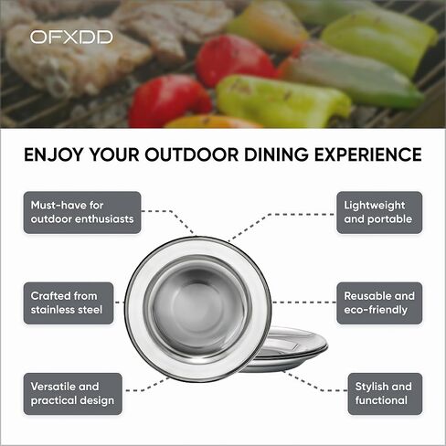 OFXDD 7.87 Inch Stainless Steel Plate - Camping Plate for Outdoor, Hiking, Picnic, BBQ - Hiking Plate Reusable and Dishwasher Safe 2 Pcs in Saudi Arabia