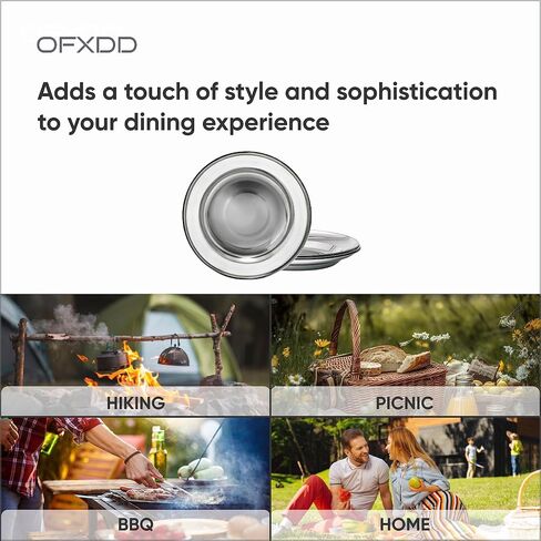 OFXDD 7.87 Inch Stainless Steel Plate - Camping Plate for Outdoor, Hiking, Picnic, BBQ - Hiking Plate Reusable and Dishwasher Safe 2 Pcs in Saudi Arabia