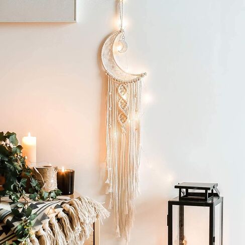 Dremisland Macrame المنسوجة الجدار شنقا القمر حلم الماسك - بوهو شيك البوهيمي ديكور المنزل جدار الفن ديكور شقة جميلة غرفة النوم باب الديكور (القمر) in Kuwait