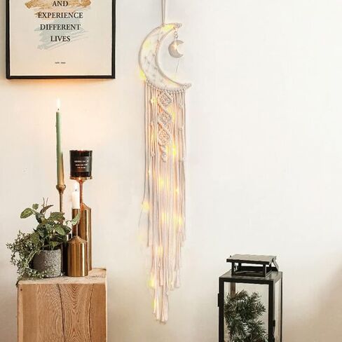 Dremisland Macrame المنسوجة الجدار شنقا القمر حلم الماسك - بوهو شيك البوهيمي ديكور المنزل جدار الفن ديكور شقة جميلة غرفة النوم باب الديكور (القمر) in Kuwait
