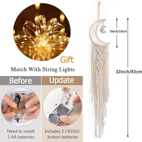 Dremisland Macrame المنسوجة الجدار شنقا القمر حلم الماسك - بوهو شيك البوهيمي ديكور المنزل جدار الفن ديكور شقة جميلة غرفة النوم باب الديكور (القمر) in Kuwait