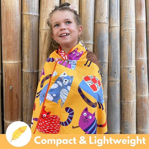 ECCOSOPHY Microfiber Kids Beach Towels & Pouch 60"x30" for Girls & Boys - Quick Dry Pool Towels - Sand Free Beach Blanket for Travel - Camping - Vacation - Toallas Playas in Kuwait