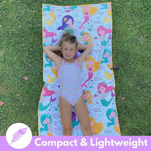 Microfiber Kids Toddler Beach Towel, Quick Dry, Sand Free, 60x30 | Pool towel, ultra-soft, girls and boys, travel pouch, camping travel vacation, toallas playas in Saudi Arabia