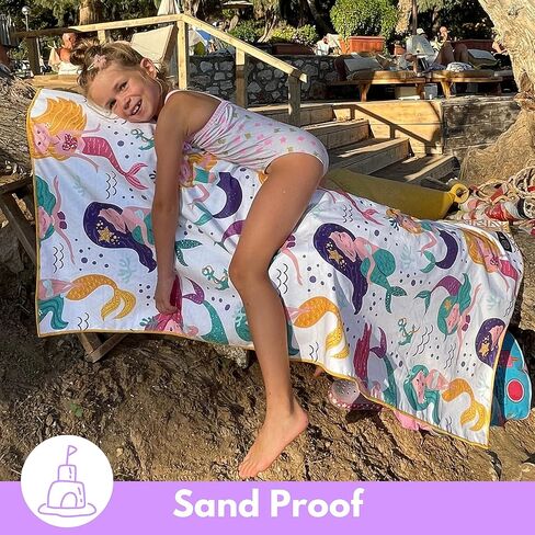 Microfiber Kids Toddler Beach Towel, Quick Dry, Sand Free, 60x30 | Pool towel, ultra-soft, girls and boys, travel pouch, camping travel vacation, toallas playas in Saudi Arabia
