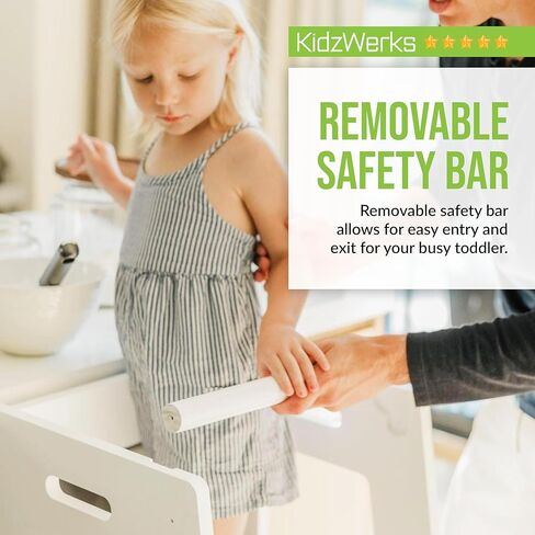 KidzWerks Child Standing Tower Kids Kitchen Step Stool مقعد خشبي للأطفال الصغار - مقعد مونتيسوري للأطفال - منصة قابلة للتعديل، رمادي in Kuwait